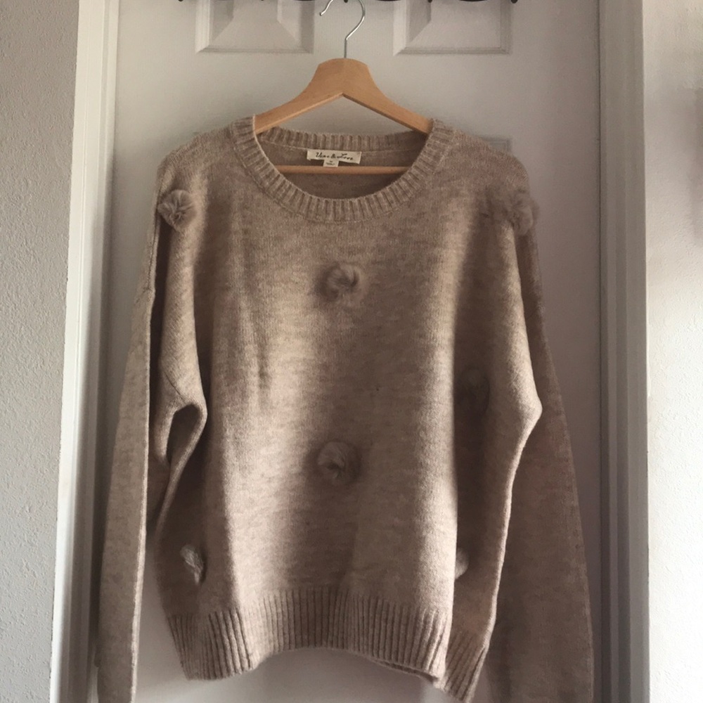 Cute pompom sweater beige colour